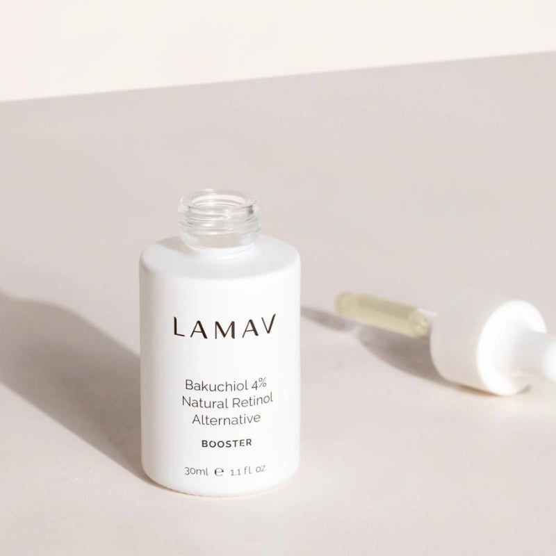 LAMAV Bakuchiol 4% anti-ageing serum for sensitive and acne-prone skin with adaptogenic botanical ingredients.