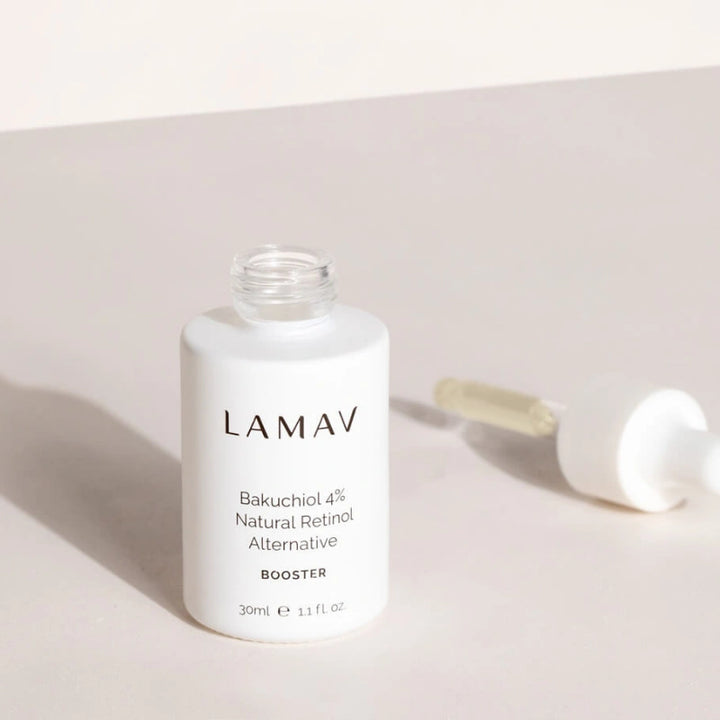 LAMAV Bakuchiol 4% anti-ageing serum for sensitive and acne-prone skin with adaptogenic botanical ingredients.