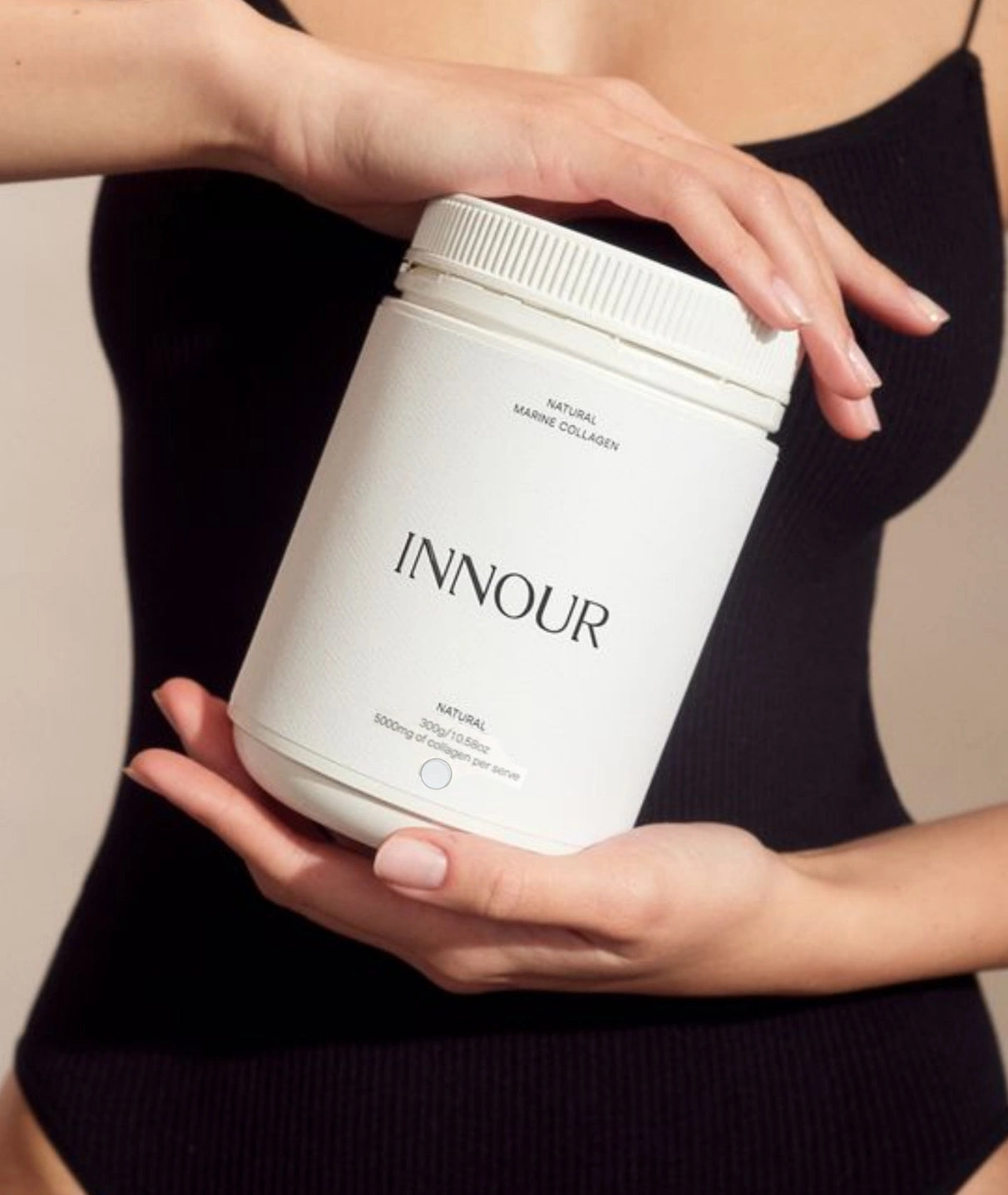 INNOUR natural marine powder collagen for hair thickness and nail strength, large white tub