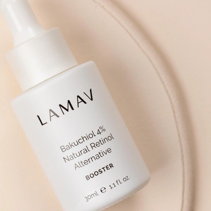 Gentle Bakuchiol serum by LAMAV designed to improve skin texture, fine lines and elasticity without irritation.