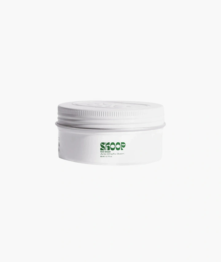 Skoop Skin Shield Anti-Chafe Balm 80ml natural anti-chafing balm for reducing friction, prevent thigh chafing, protect skin folds and support comfortable movement during walking, running, exercise. Shop at VAMS Beauty Australia.