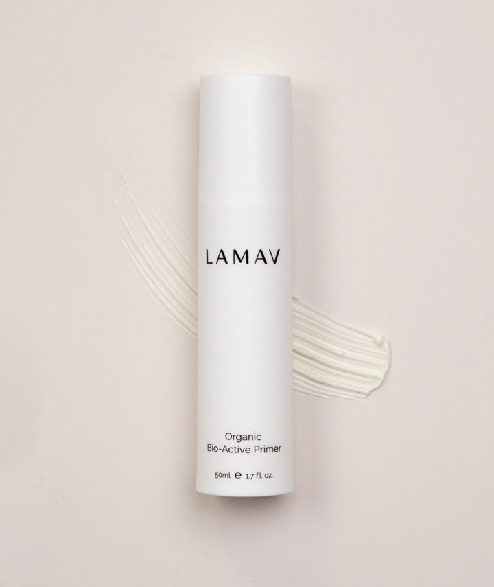 LAMAV Organic Bio-Active Primer — hydrating primer that extends foundation wear