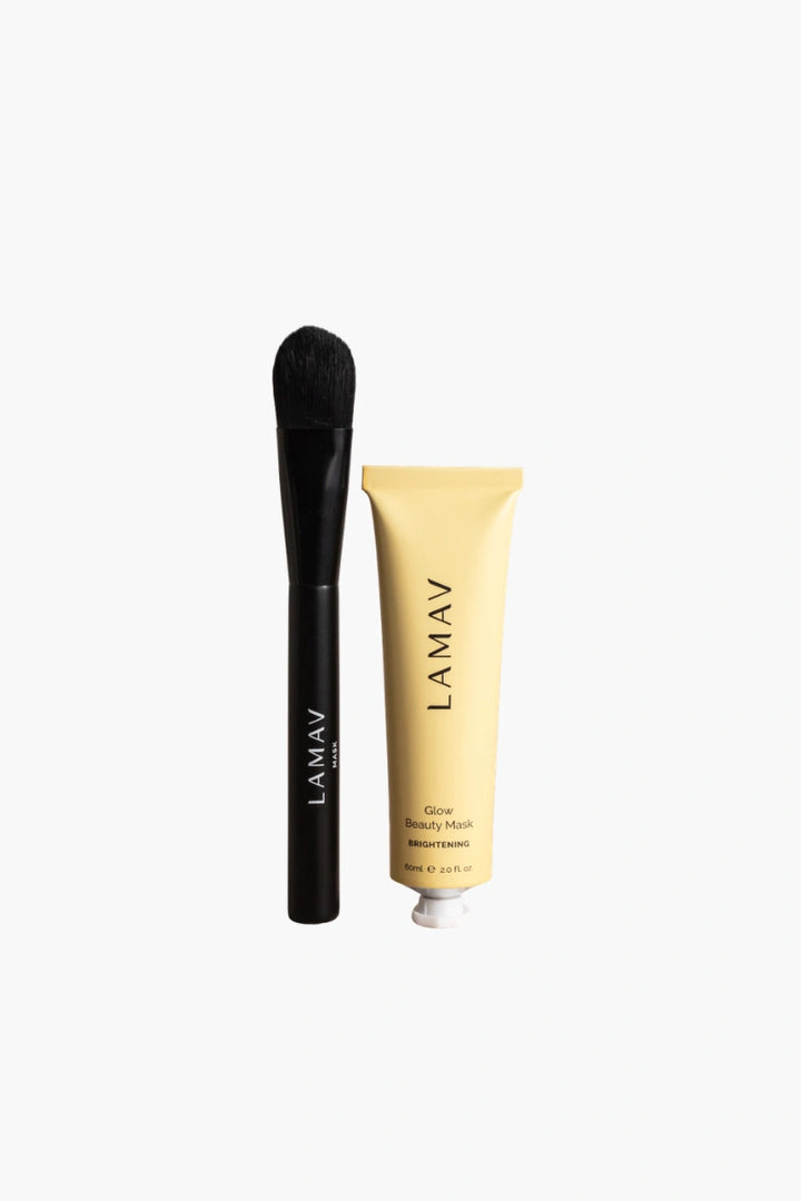 LAMAV Brightening Mask Bundle with Glow Beauty Mask and vegan mask brush