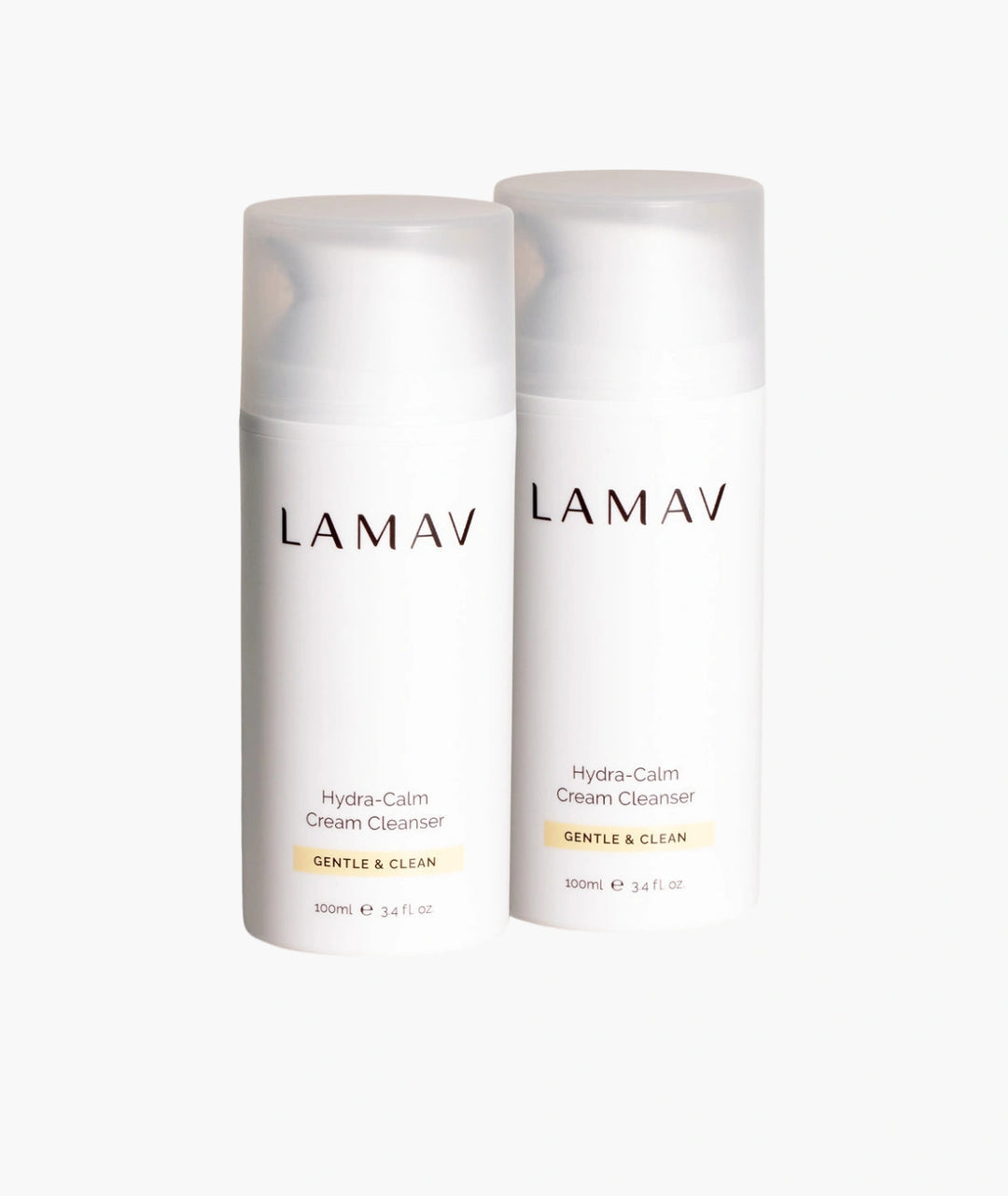 LAMAV Hydra-Calm Organic Cream Cleanser Duo — two 100ml bottles, certified organic