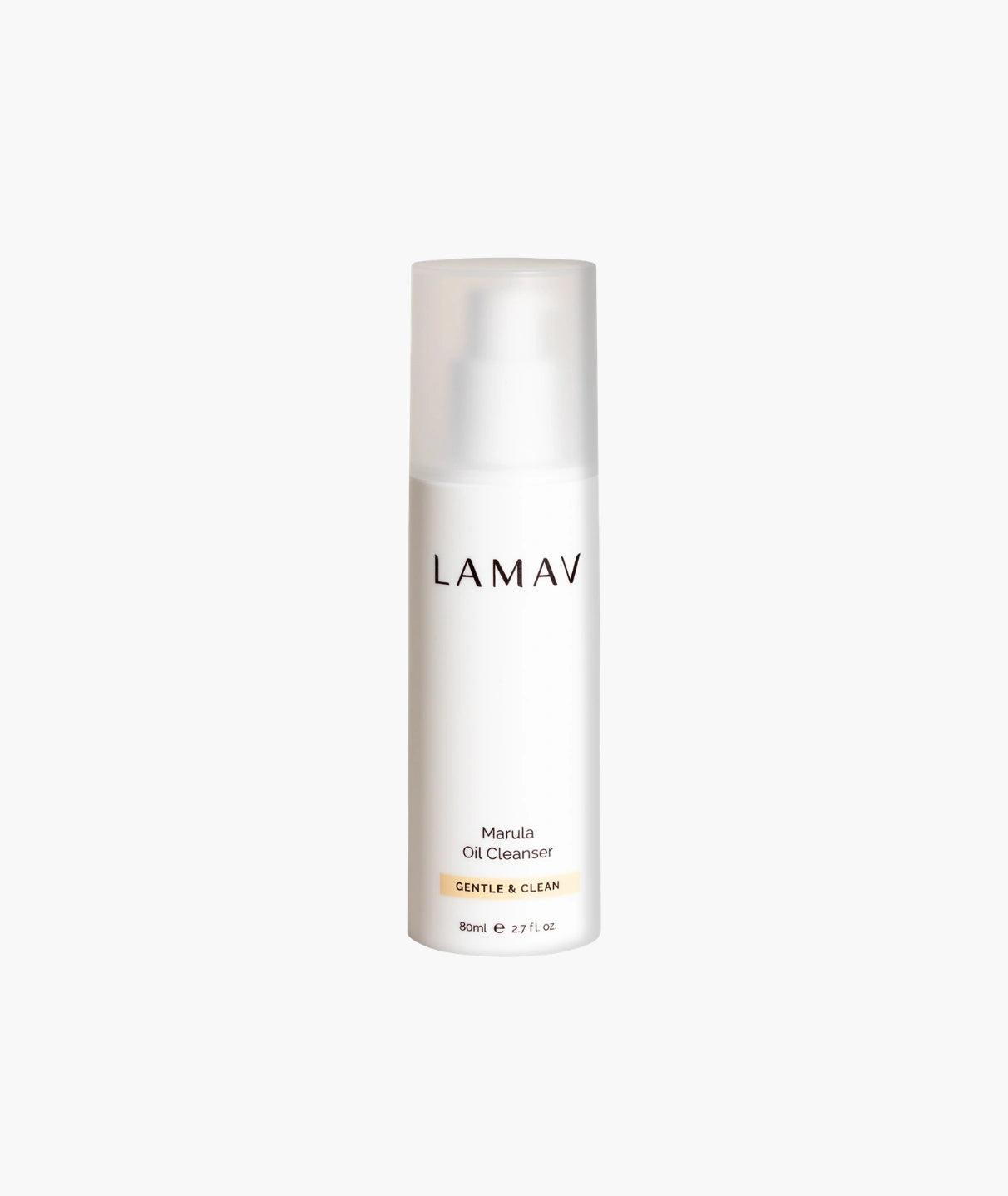 LAMAV Marula Oil Cleanser 80ml certified organic oil cleanser in white pump bottle