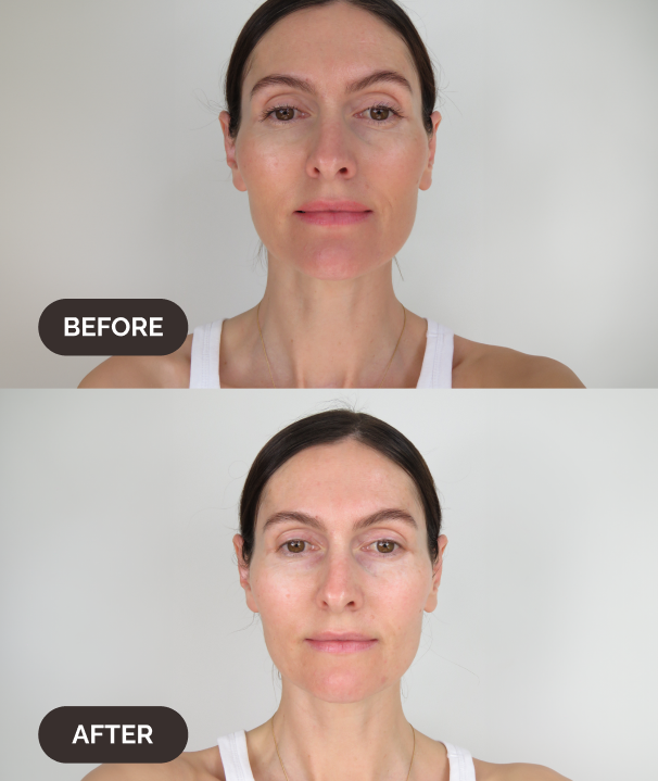 Woman applying LAMAV organic cleansing oil to face as gentle makeup remover