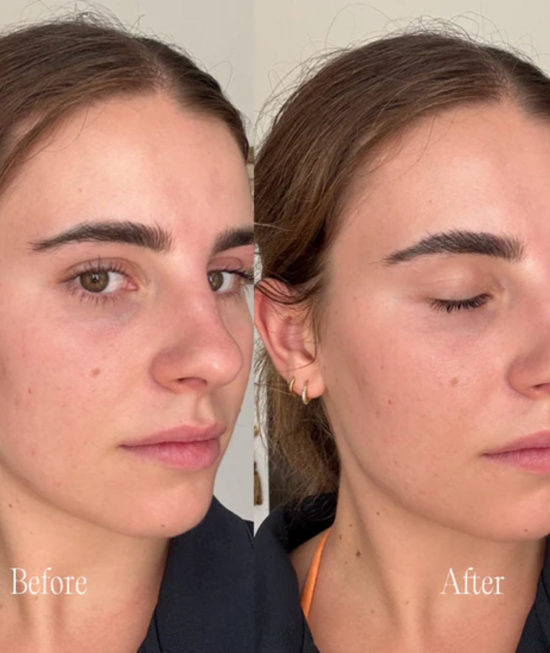 Before and after results using Mother SPF Tinted Base SPF 50 mineral sunscreen. Natural skin tone evening, light complexion coverage and radiant finish with broad-spectrum SPF 50 sun protection for everyday wear.
