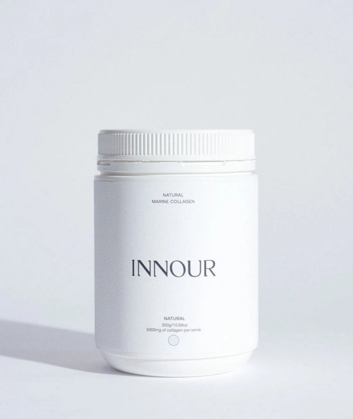INNOUR Natural Marine Collagen in a white tub, hydrolysed marine collagen peptides