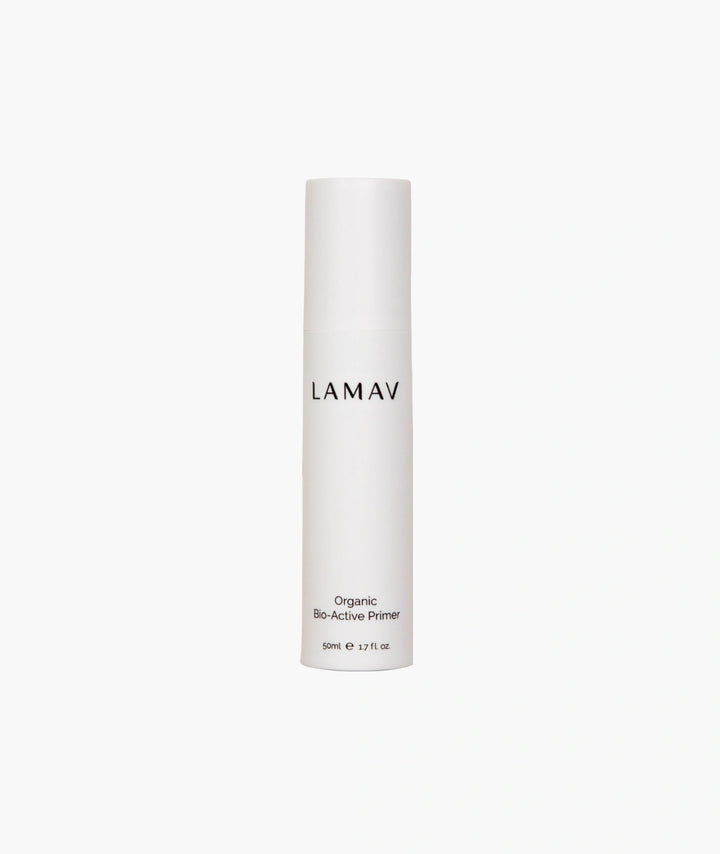 LAMAV Organic Bio-Active Primer 50ml — certified organic makeup primer in white pump bottle