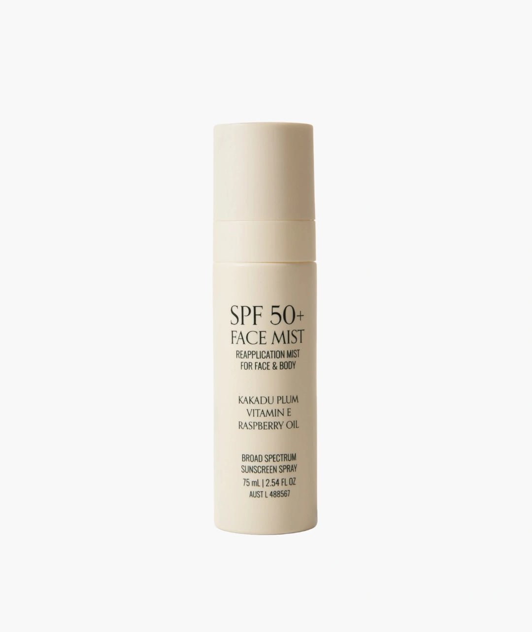 SPF 50+ face mist from outside beauty and skincare brand bottle on a white background