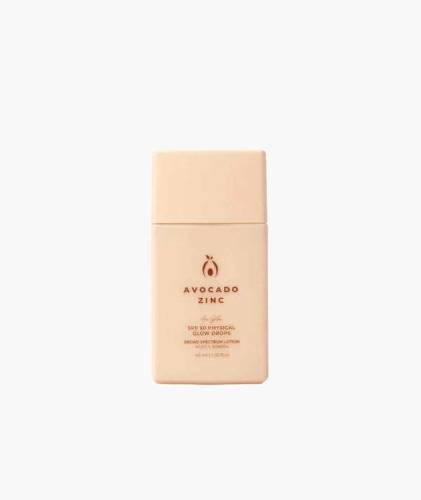 Avocado Zinc SPF 50 Physical Glow Drops, mineral SPF glow drops for a radiant natural finish