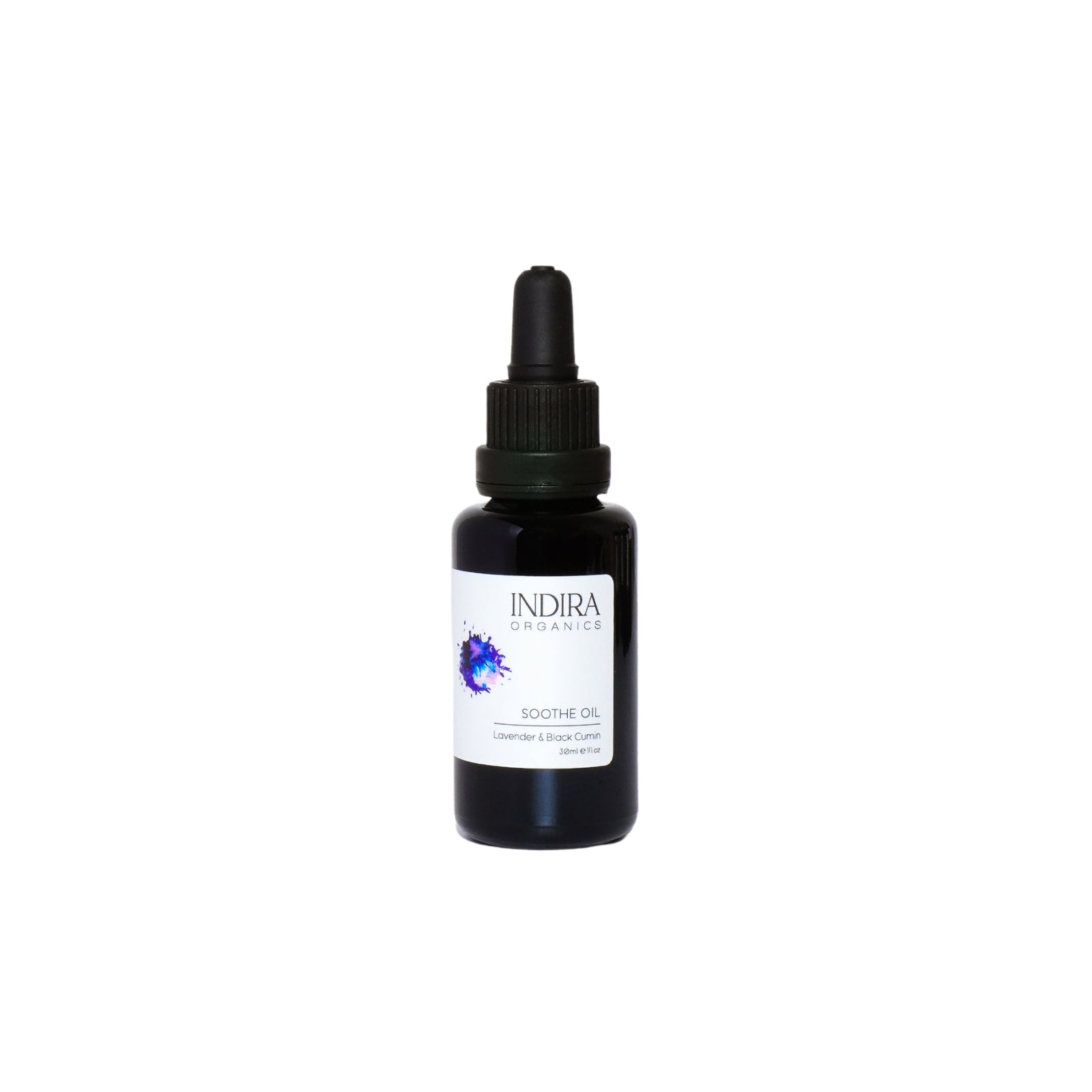 Australian organic face oil from Indira Organics on a white background. Made from 100% Natural ingredients, this is an Australian made skincare product.	