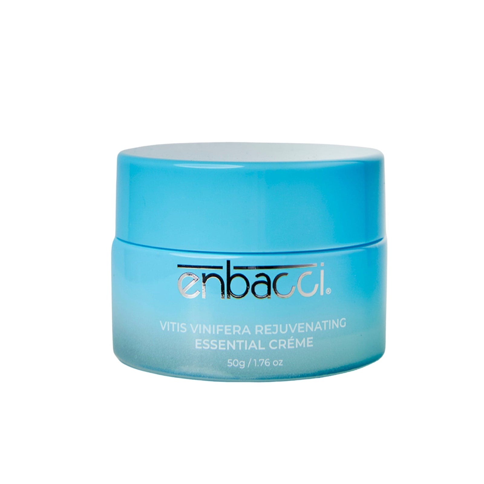 Vitis Vinifera Rejuvenating Essential Crème 50ml by Enbacci, hydrating antioxidant moisturiser in a blue jar, ideal for all skin types