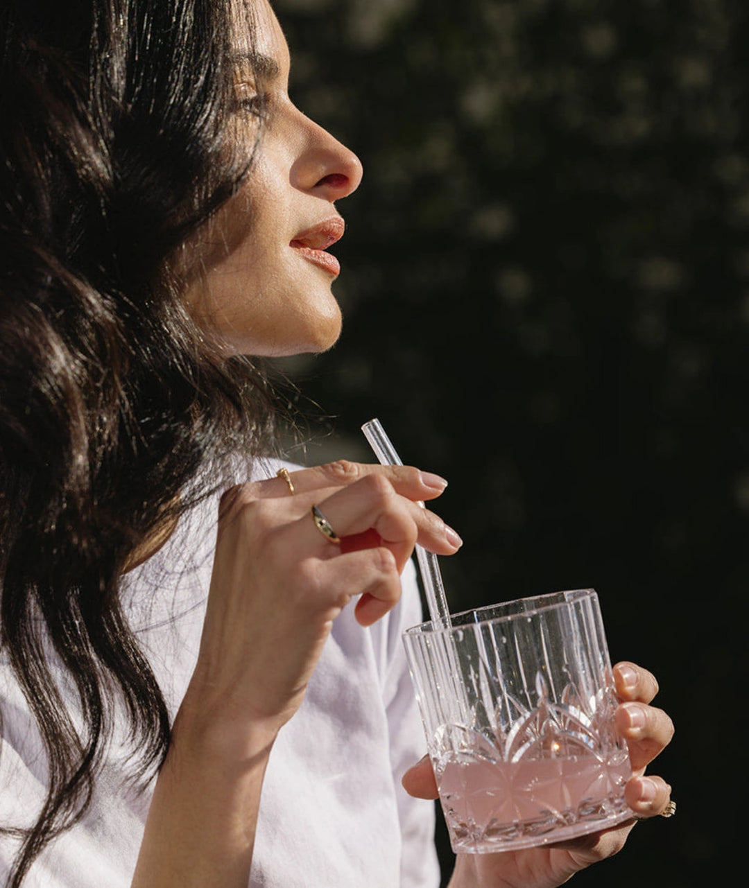Woman drinking Innour marine collagen mixed in water