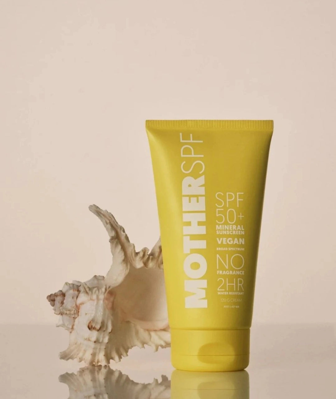 Mother SPF Face + Body SPF 50 lightweight sunscreen texture with smooth non-greasy finish for everyday sun protection