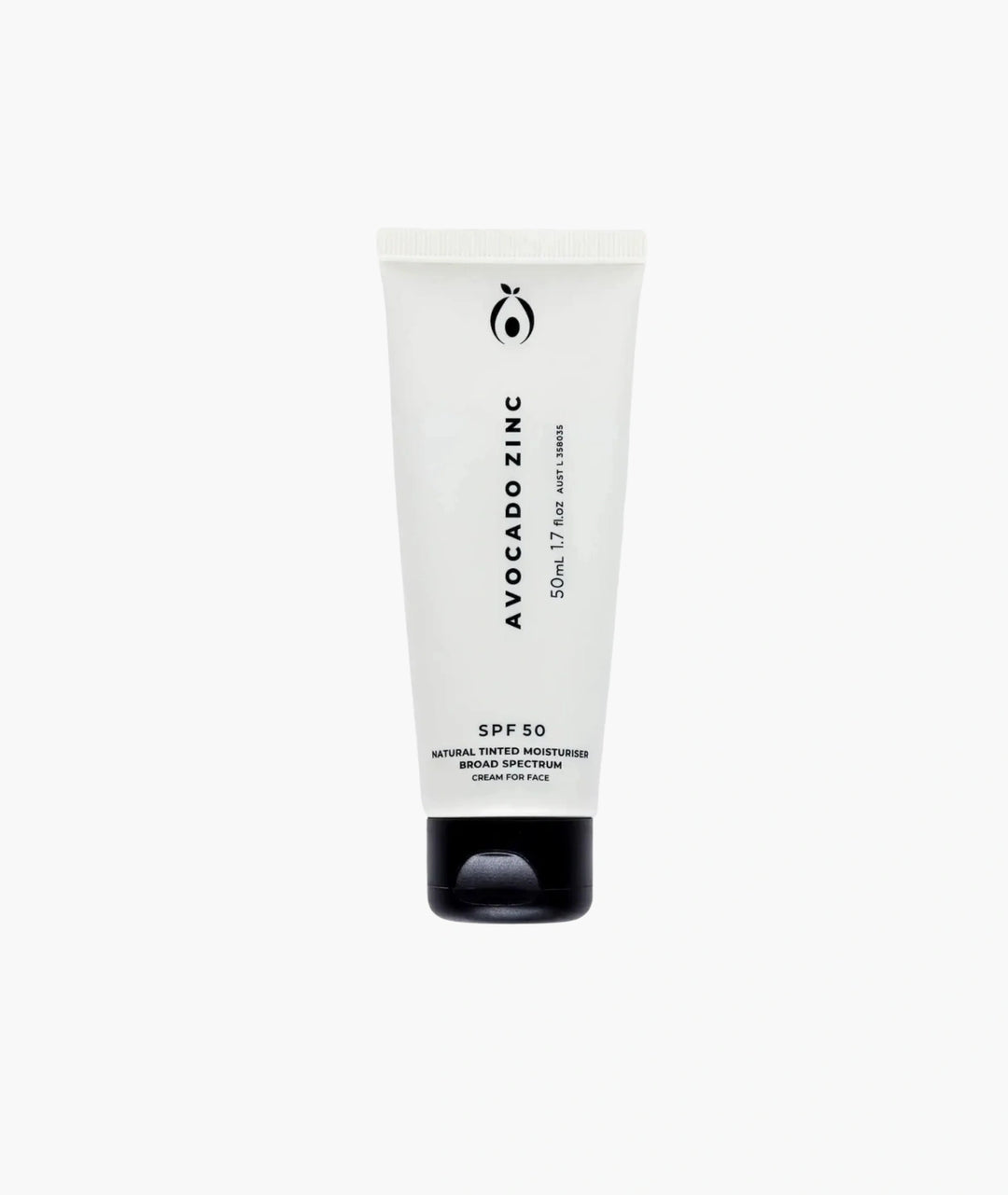 Avocado Zinc SPF 50 Natural Tinted Moisturiser 50ml, broad-spectrum zinc sunscreen with natural tint