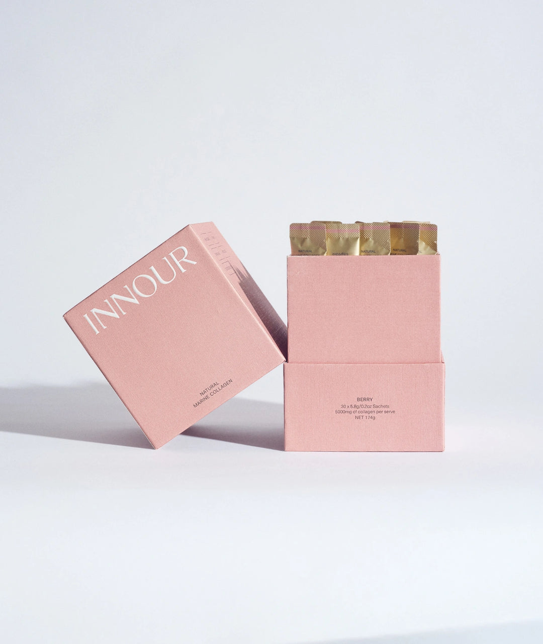 A pink box full of berry flavoured natural marine collagen.