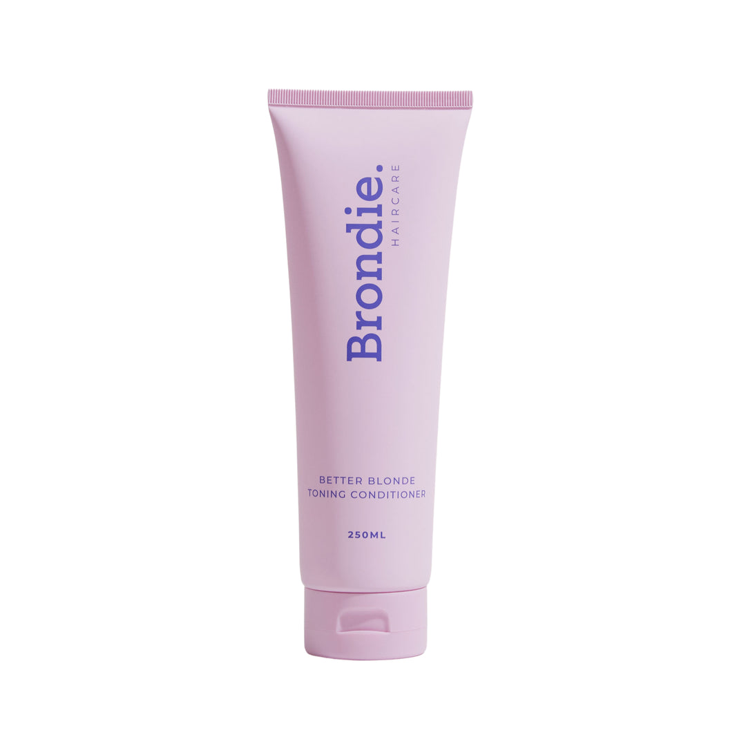A sleek tube of Blondie Haircare's Better Blonde Toning Conditioner, 250ml, designed to maintain and enhance blonde hair in Australia.