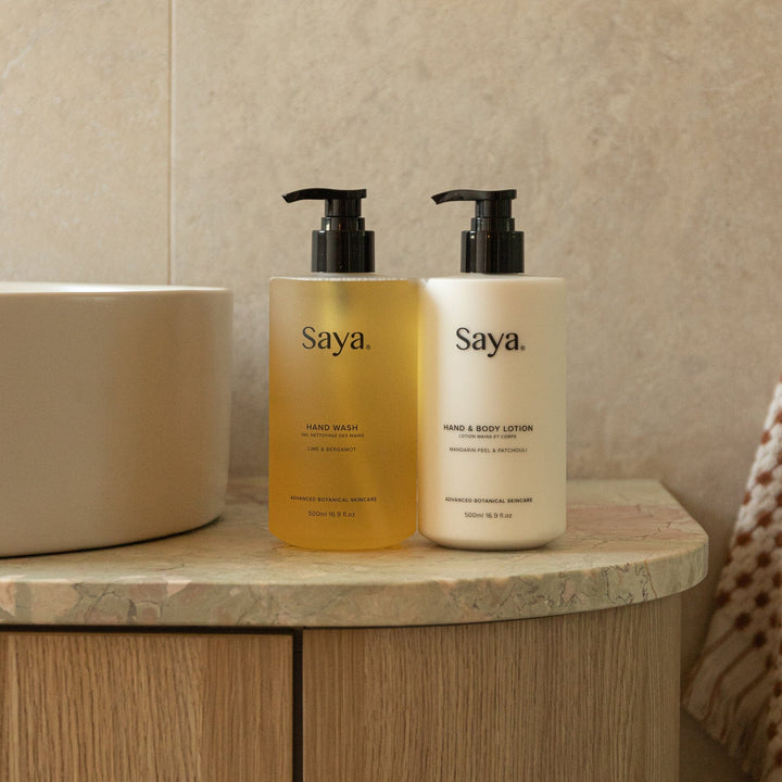 Best hand and body lotion Australia with all natural body wash in a stylish bathroom. Australian made. Shop from VAMS Beauty