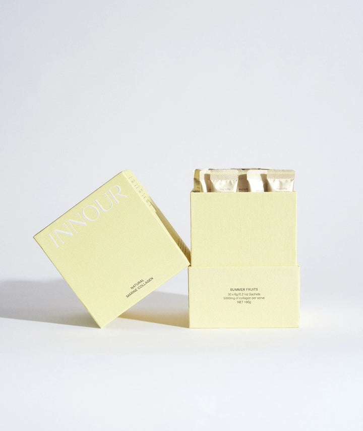 Innour Natural Marine Collagen Summer Fruits 30 Sachets featuring convenient single-serve collagen sticks designed to support skin hydration, hair and nail health in Australia.