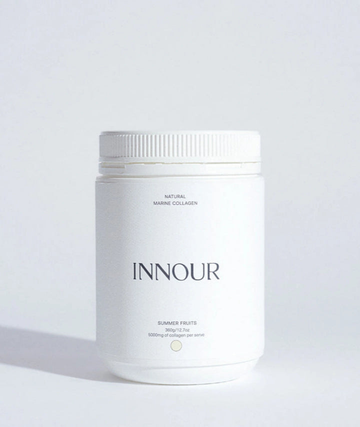 Innour Natural Marine Collagen Summer Fruits 360g premium marine collagen powder supplement formulated to support skin hydration, hair and nail health in Australia.