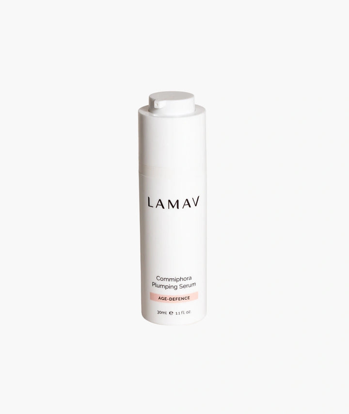 Front view of LAMAV Commiphora Plumping Serum. Natural anti-aging face serum for daily skincare.