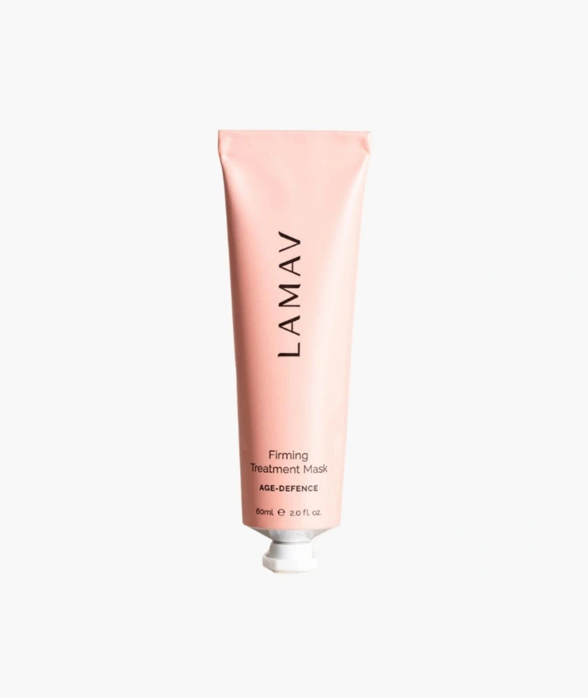 LAMAV Firming Treatment Mask 60ml isolated on white. Pink tube of age-defence facial skincare mask.