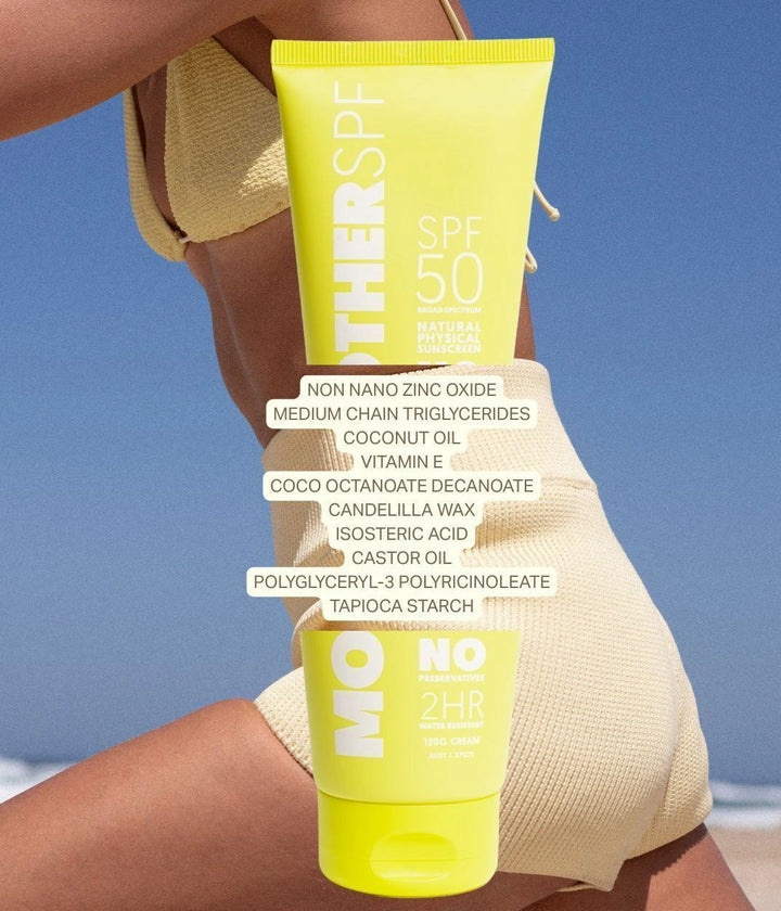 Mother SPF Face + Body SPF 50 face and body sunscreen designed for Australian sun protection and daily wear