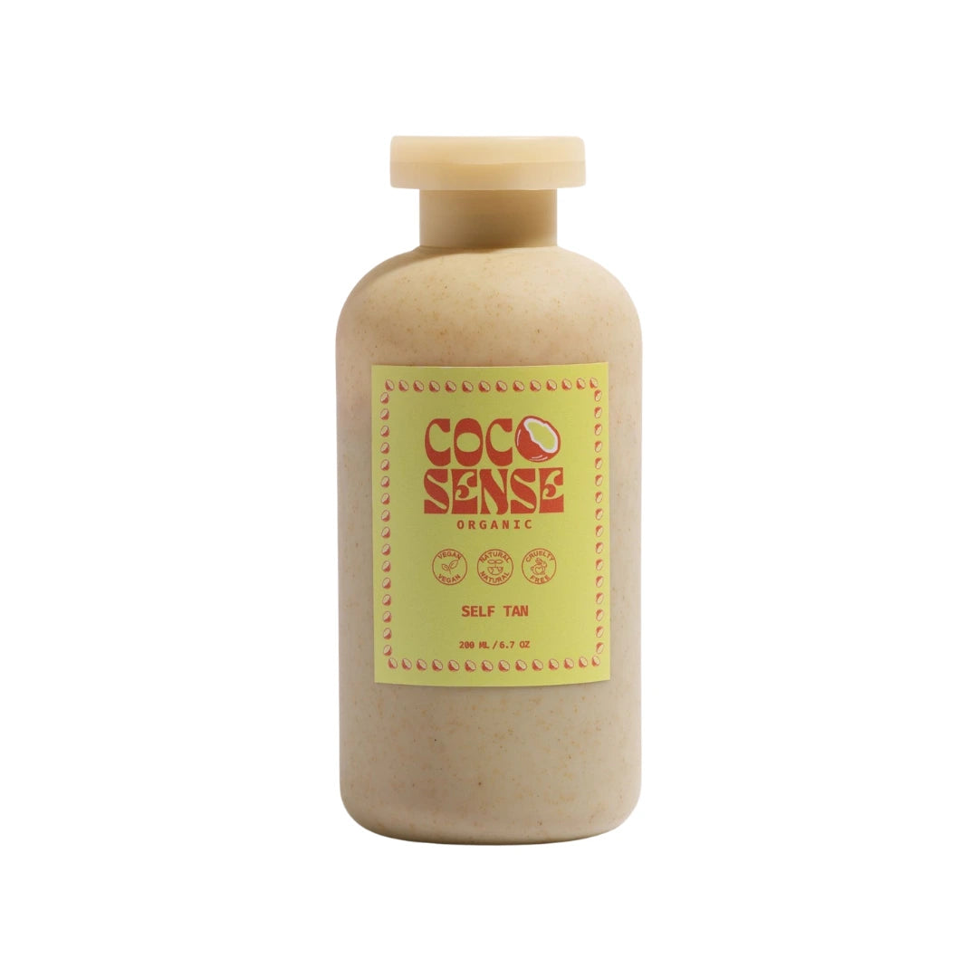 Coco Sense organic self tanning lotion, bottle on a white background