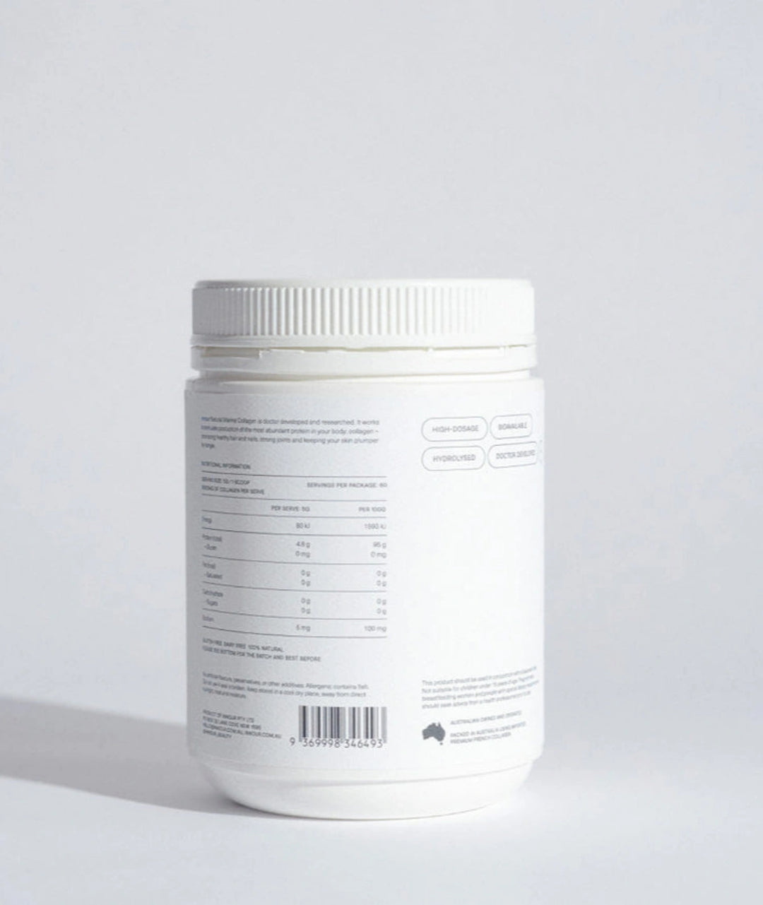 INNOUR marine collagen supplement container with label on a light gray background