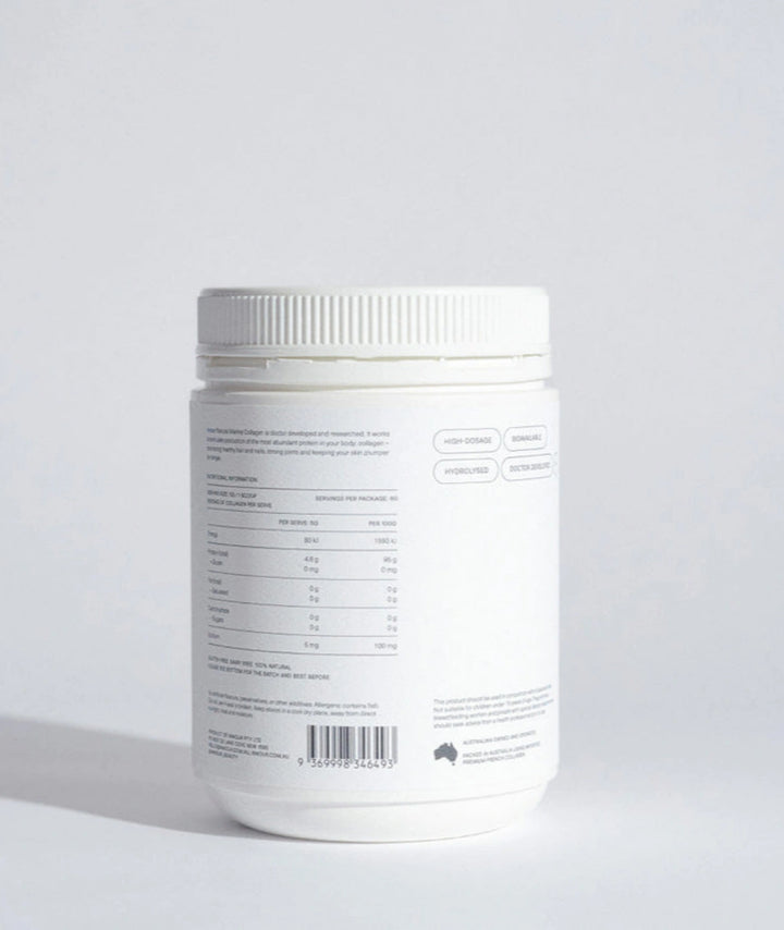 INNOUR marine collagen supplement container with label on a light gray background