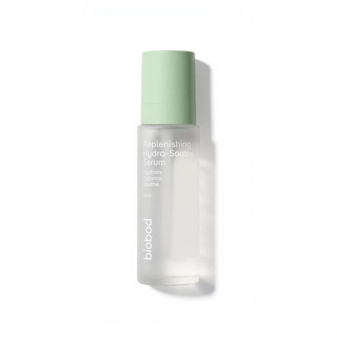 Best serum for dry sensitive skin bottle with green cap on a white background