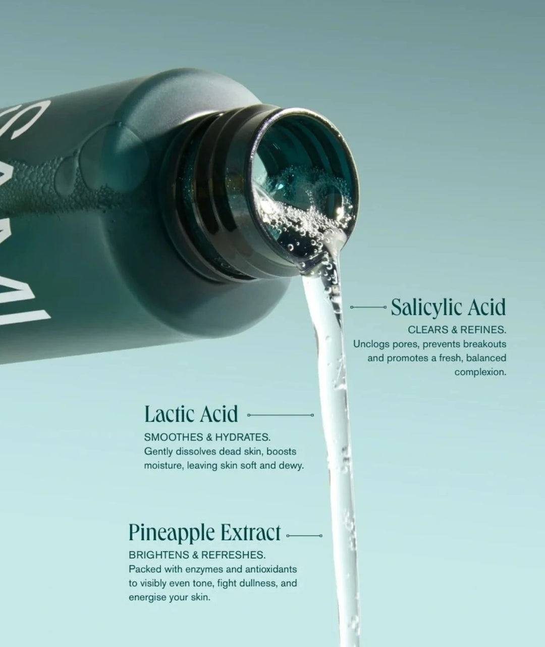 Refining AHA+BHA Exfoliator by SAMI — liquid pour with salicylic & lactic acid | unclogs pores & brightens