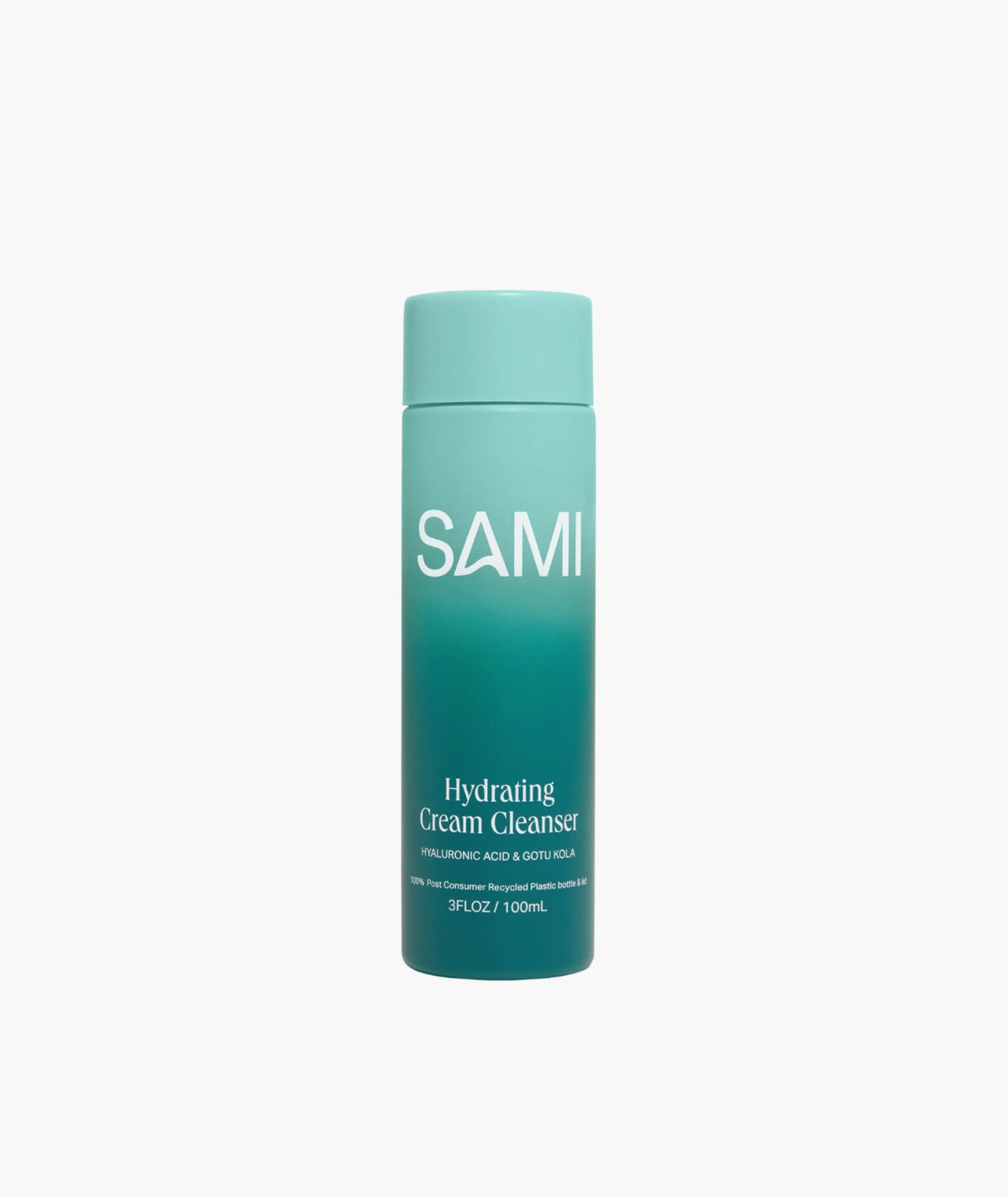 Hydrating Cream Cleanser by SAMI — 100ml light teal recycled bottle with gotu kola | gently cleanses