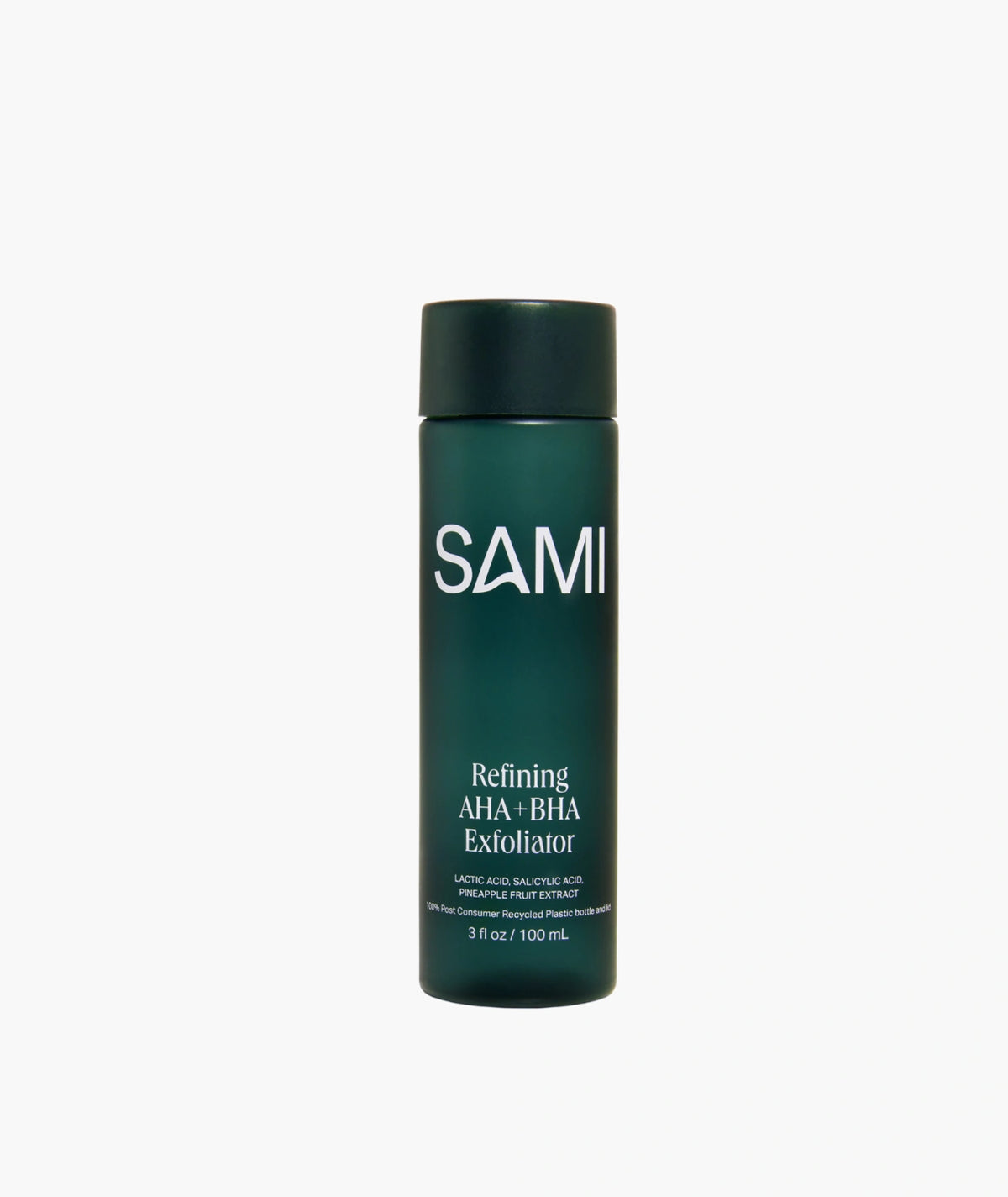 Refining AHA+BHA Exfoliator by SAMI — 100ml dark green recycled bottle | exfoliates and smooths skin texture
