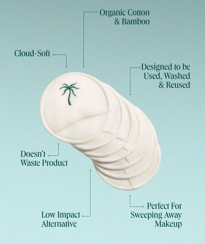 Reusable Cotton Rounds by SAMI — organic cotton & bamboo pads stack with features | soft eco-friendly makeup remover