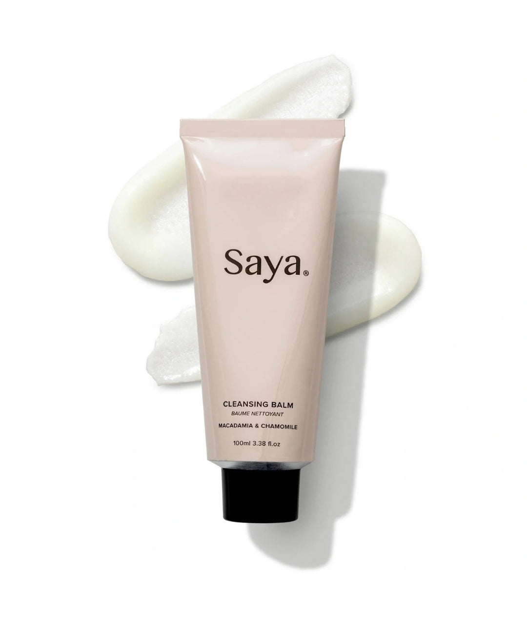 Saya Cleansing Balm with nourishing balm texture that melts away makeup and impurities without drying skin.