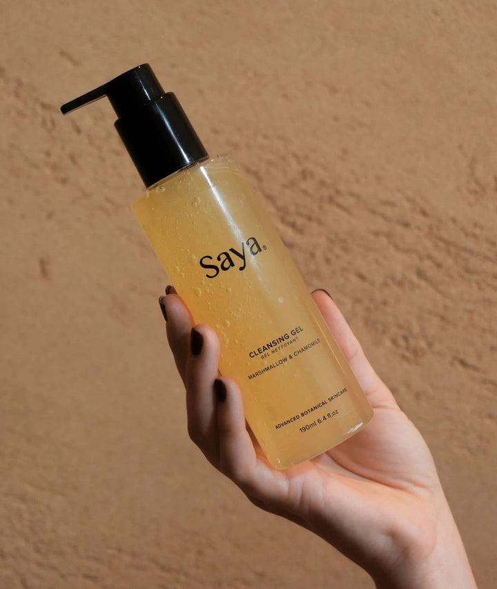 Saya Cleansing Gel 190ml a gentle hydrating face cleanser with marshmallow and chamomile.