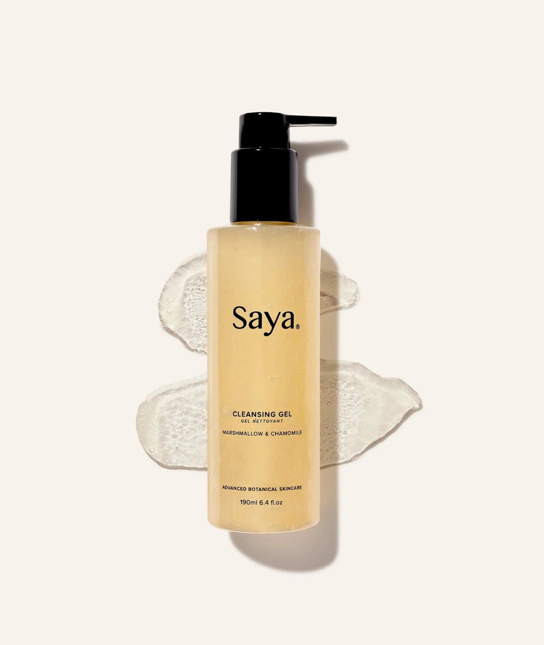 Clear gel texture of Saya Cleansing Gel. Hydrating Australian botanical face cleanser.