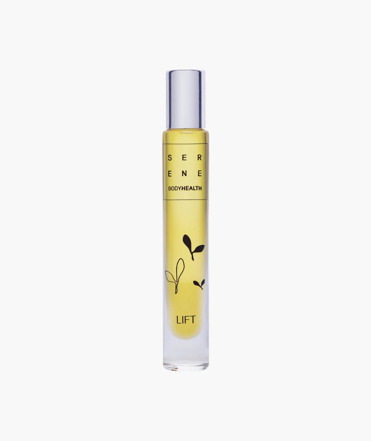 Lift Roll-On by Serene BodyHealth — slim glass rollerball bottle with leaf graphic | uplifting essential oil