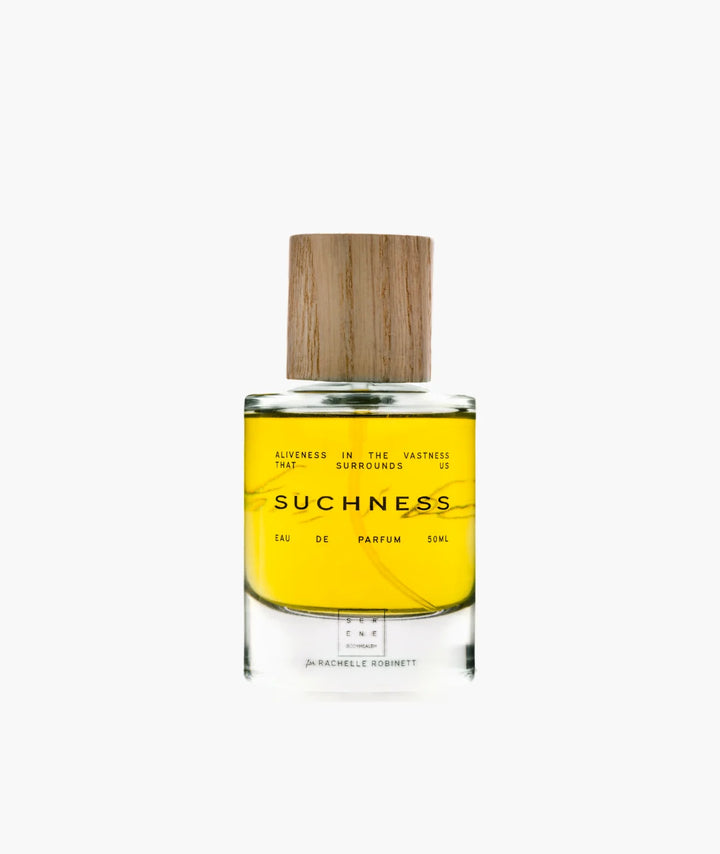 Suchness Eau de Parfum by Serene BodyHealth — 50ml glass bottle with wooden cap | grounding natural scent
