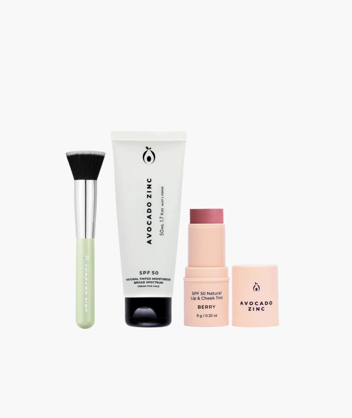 Avocado Zinc SPF Glow Up Bundle tinted sunscreen set at VAMS Beauty